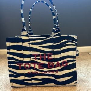 LARGE Marc Jacobs Zebra Print Shoulder Bag - black and White with Red Lettering